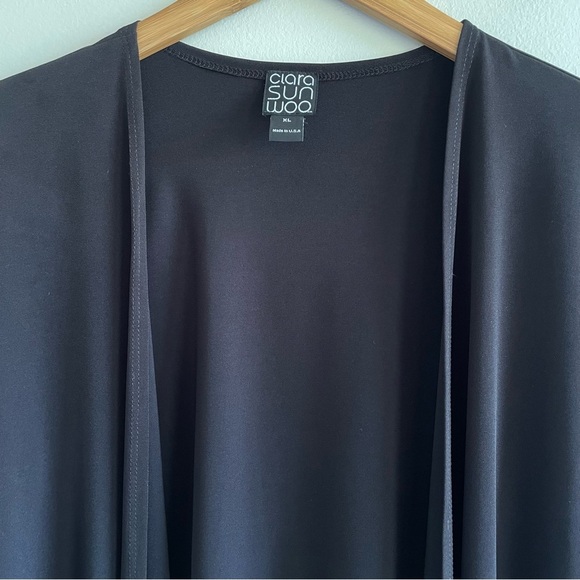 Clara Sunwoo Modern Tie Front Cardigan Black Size XL - Picture 6 of 14